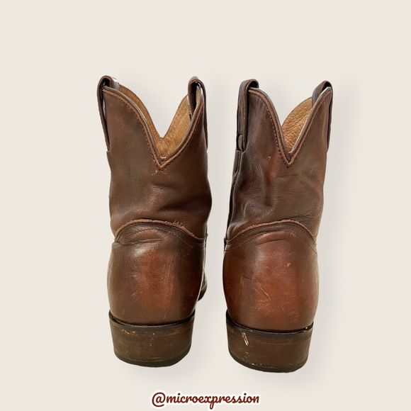 $369 Frye Billy Short Pull On Brown Leather Southern Cowgirl Cowboy Ankle Bootie - Picture 13 of 16